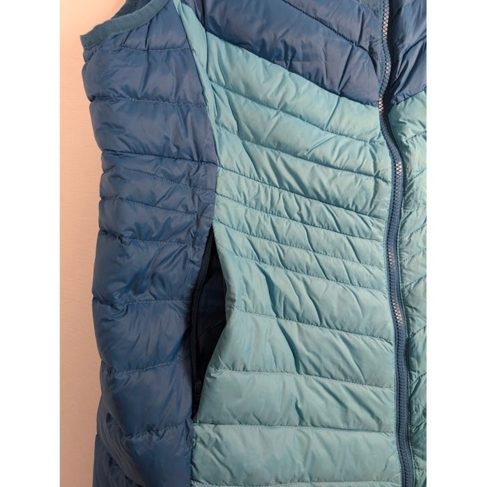 Lands End Womens Blue Colorblock Down Puffer Vest Size L 14-16 Chevron Quilted - Picture 9 of 9